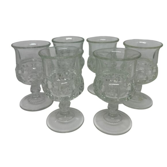VTG Tiffin Franciscan Kings Crown Clear Goblets | Set of 6, 3.5" Barware - Picture 1 of 6